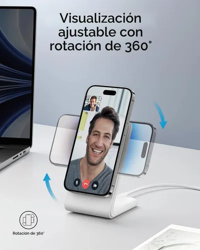 Vista 7 de 2-en-1 para soporte de carga compatible con Magsafe con bloque de carga USB-C PD de 20W y cable, cargador inalámbrico de carga rápida diseñado