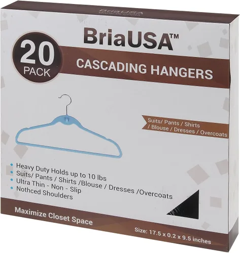 Vista 2 de Cascade perchas con ganchos giratorios, de acero, diseño delgado y resistente que ahorra espacio, Plástico, Negro, 17.5 pulgadas Stackable hangers