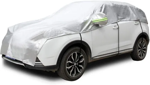Vista 12 de Funda para la mitad del coche para todo tipo de clima, cubierta para el cuerpo del coche, parasol, cubierta de nieve, impermeable, resistente a