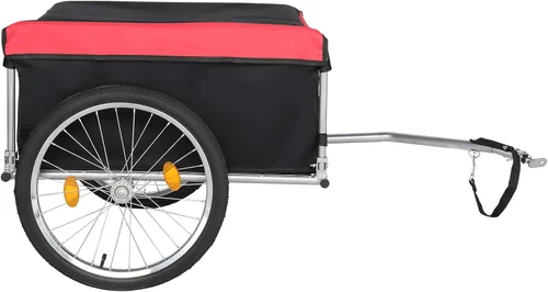 Vista 9 de PEXMOR Remolque plegable de carga para bicicleta, marco plegable y rueda de liberación rápida de 20 pulgadas, carrito de almacenamiento con enganche