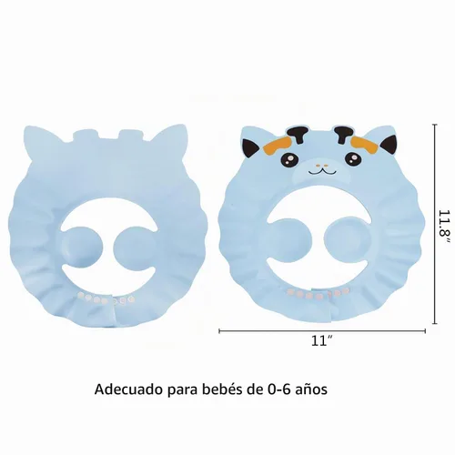 Vista 7 de Gorro de ducha para bebé, protección de baño, ajustable, sombrero de lavado de cabello, gorra de silicona para cabeza de baño, gorra de visera