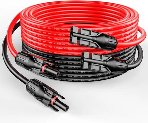 Vista 9 de RICH SOLAR Cable de extensión de panel solar negro de calibre 10, 10 AWG, 10 pies, color rojo + 10 pies, cable de extensión de panel solar negro