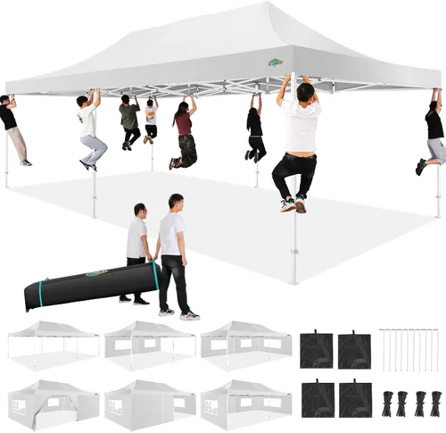 Vista 25 de COBIZI Tienda de campaña desplegable de 6.6 x 6.6 pies, toldo resistente, fácil de instalar, impermeable, para exteriores, fiestas, playa, jardín