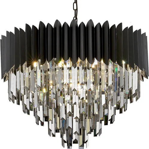 Vista 16 de Candelabro de cristal negro de 20 pulgadas con luces colgantes