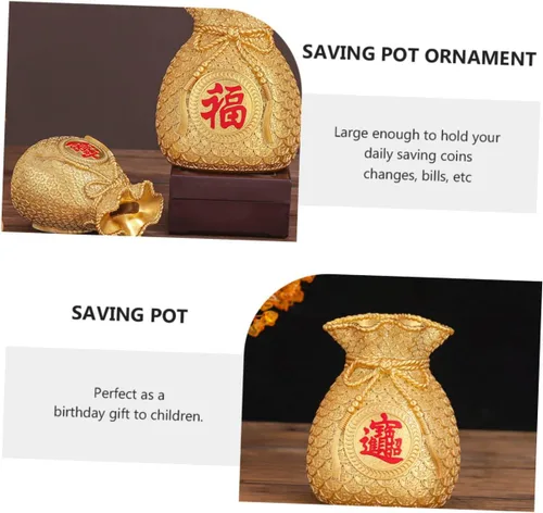 Vista 6 de MAGICLULU Hucha china de la suerte figura de Feng Shui, adorno de banco de monedas, figuras de dinero chino de la suerte para niños, decoración