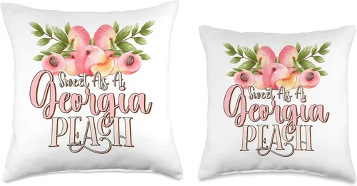 Vista 3 de I Love Georgia Shirts & Gifts By DSR Sweet Lover State of Georgia Peaches - Almohada (16 x 16 pulgadas), multicolor