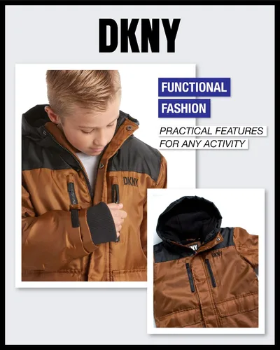 Vista 4 de DKNY Abrigo de invierno para niños Parka pesada aislada Chaqueta de esquí resistente a la intemperie (8-20)