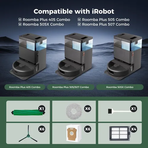 Vista 2 de Kit de repuesto para iRobot Roomba 505X Combo, Plus 405/505/507 Combo Verde
