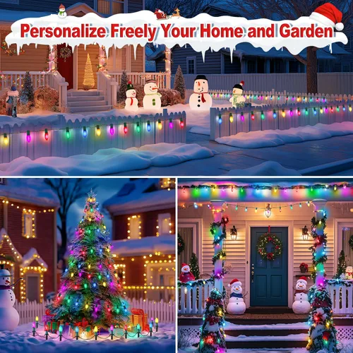 Vista 6 de USOKYO Luces LED C9 de 60 pies para caminos de Navidad al aire libre, 40 bombillas multicolor, impermeables, conectables, luces extralargas