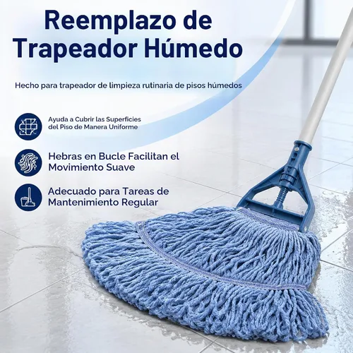 Vista 6 de General Cleaning Mop - Repuesto comercial resistente, cabezal de trapeador de alta resistencia, repuesto comercial, repuesto de cabezal de hilo