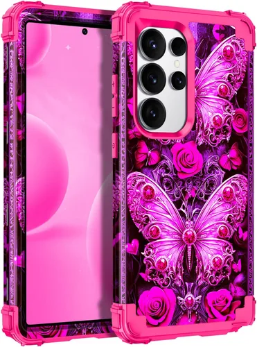 Vista 58 de Miqala Funda para Galaxy S24 5G, brilla en la oscuridad, tres capas, resistente, a prueba de golpes, protección completa, parachoques de plástico