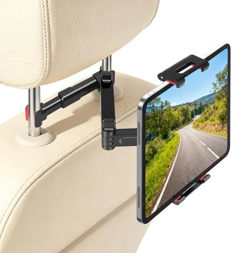 Vista 8 de Soporte para tablet para reposacabezas de coche, soporte ajustable para tablet Negro