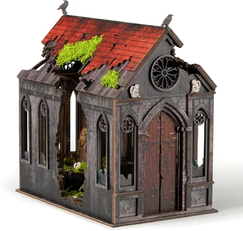 Vista 11 de Kit de rincón de libros: rompecabezas de madera 3D con luces LED interactivas, decoración en miniatura para adultos y adolescentes, encantador