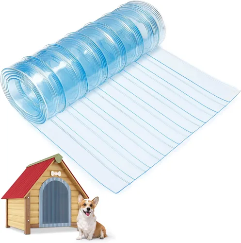 Vista 8 de Solapas de repuesto para puerta de 9.8 pulgadas x 4.9 pies para casa de perro, tira de vinilo transparente fácil de cortar e instalar para puerta