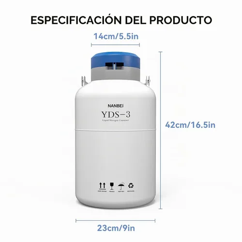 Vista 2 de Tanque de nitrógeno líquido 3L Contenedor criogénico Aleación de aluminio Nitrógeno líquido Dewar Estático Criogénico, nitrógeno líquido dewar