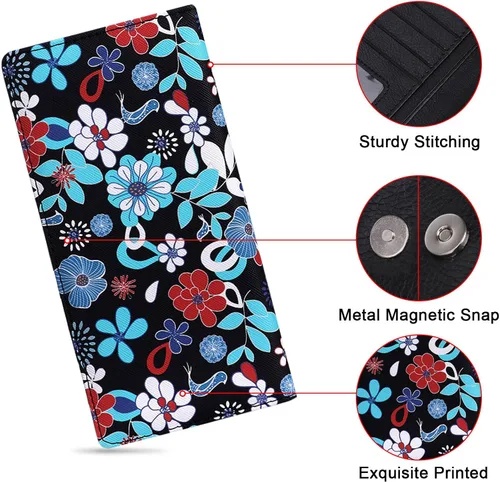 Vista 36 de HUA ANGEL Billetera ultra delgada para mujer, con bloqueo RFID, tarjetero de crédito, plegable, largo, hebilla magnética, billete para mujer, Owl