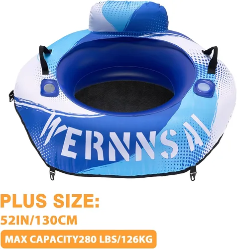 Vista 2 de WERNNSAI Tubo de río resistente de 52 pulgadas con cubierta de lona, flotadores grandes para piscina, tubos de agua inflables hexagonales, tubos