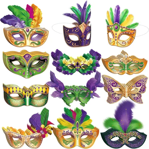 Vista 8 de Capoda - 24 máscaras de Mardi Gras a granel para niñas, niños y adultos