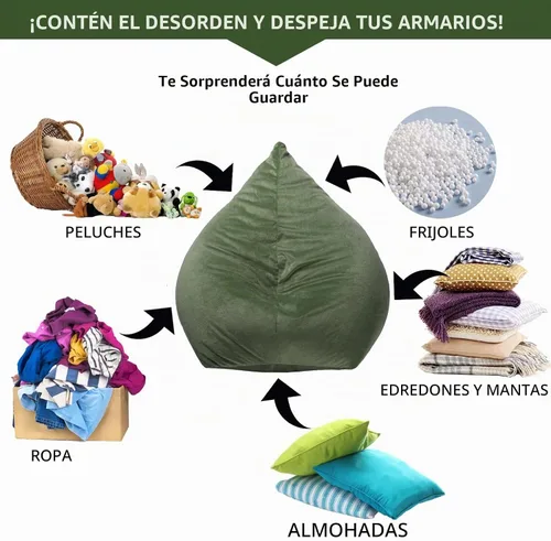 Vista 3 de Funda para silla puff para niños, asiento organizador de almacenamiento de Organizador de almacenamiento de juguetes para niños pequeños, para niñas