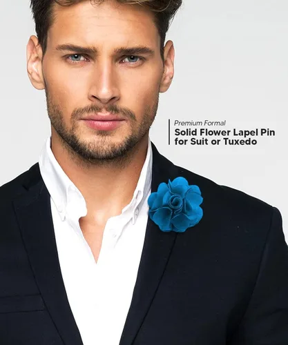 Vista 3 de Vittorio Vico Premium Men's Formal Solid Color Flower Lapel Pin - Boutonniere for Men, Brooch Pin