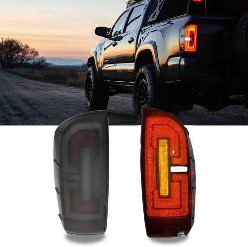 Vista 6 de Kit de luces traseras LED adecuadas para Toyota Tacoma 2016-2022, carcasa negra, efecto de luz fluida, fácil instalación