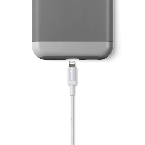 Vista 4 de Amazon Basics Cable de carga USB-A a Lightning, cable trenzado de nailon, cargador certificado MFi para Apple iPhone 14, 13, 12, 11 X Xs Pro, Pro