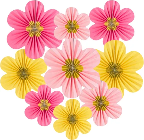 Vista 21 de SUNBEAUTY Abanicos de papel dorados y negros para fondo de fiesta de té, boda, primavera, cumpleaños, aula, baby shower, Halloween, decoración