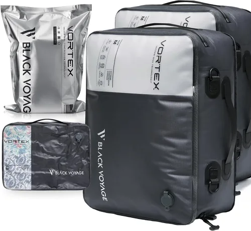 Vista 15 de Black Voyage - Bolsa de viaje reutilizable de compresión al vacío para maleta de mano y mochila, reciclada, impermeable IP67, ahorro de espacio Gris