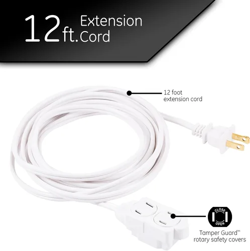 Vista 6 de GE Protector SurGE de 6 tomas de tierra, 450 julios, paquete de 2 regletas de alimentación, cable de extensión de 3 pies de largo y regleta