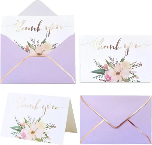 Vista 9 de Tarjetas de agradecimiento resistentes con sobres - Paquete de 36 notas de agradecimiento doradas de 4 x 6 pulgadas, para baby shower, despedida