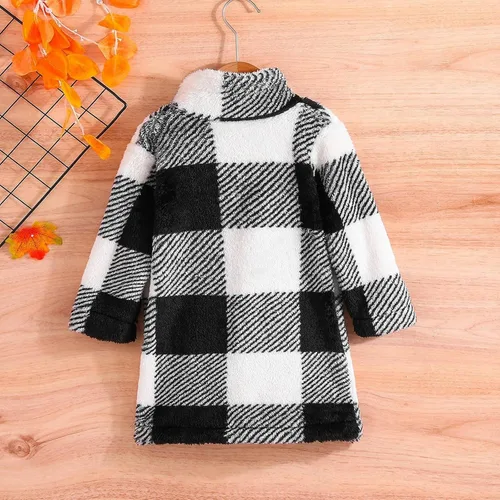 Vista 2 de Camisa de franela a cuadros para niños pequeños, bebés, niños y niñas, chaqueta de manga larga con botones, abrigo de sherpa de otoño