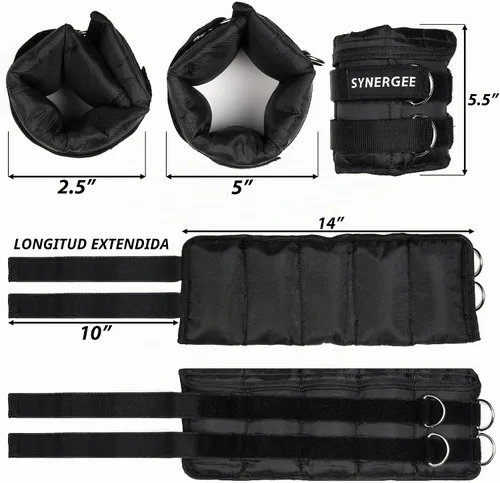 Vista 3 de Synergee Pesas ajustables para tobillo/muñeca de ajuste cómodo (juego de 2). Disponible en 5 libras, 10 libras y 20 libras. Talla única. a) 5 lbs