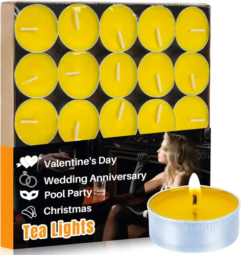 Vista 11 de Tealight Candles - Velas de té sin perfume, mini velas votivas con mecha de algodón para decorar el hogar, piscina, shabat, boda, emergencias, Blanco