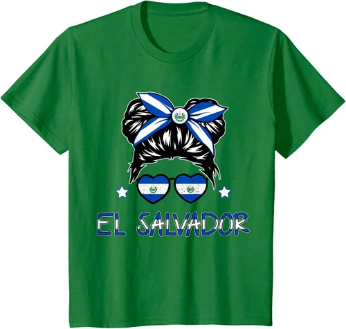 Vista 34 de Camiseta de El Salvador para Niñas Bandera Patrimonio Hispano Salvadoreño