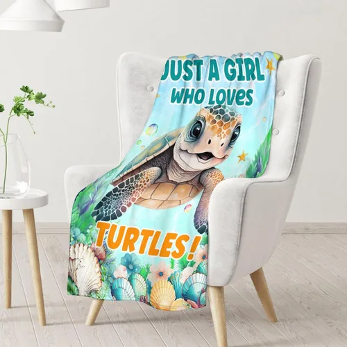 Vista 2 de Manta de tortuga para regalo, manta de 40 x 30 pulgadas, cálida, acogedora, suave, manta de regalo de tortuga marina para niñas y niños, decoración
