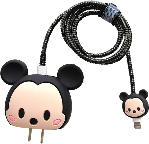 Vista 26 de Bonita funda protectora 3D de dibujos animados para cargador de pared, compatible con adaptador de corriente USB-C de 20 W de Apple y cable