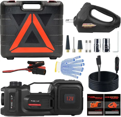 Vista 7 de E-HEELP Kit de gato eléctrico para coche hidráulico de 5 toneladas y 12 V Jack negro+llave inglesa