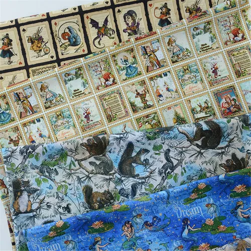 Vista 4 de BAWHO Mooie Pure Katoenen Stof Uniek Met Vleugels Fairy Fish Cartoon Boy Rijdt Op EEN Paard Dat Door De Wolken Patroondoek Loopt Voor Ambachten