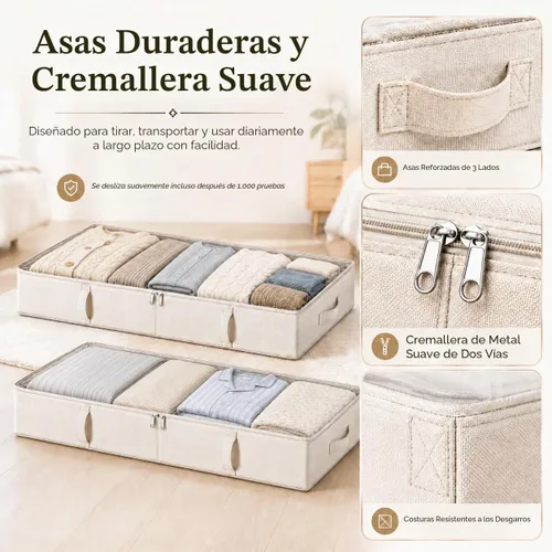 Vista 6 de Vailando Contenedores de almacenamiento para debajo de la cama, 6 pulgadas Beige