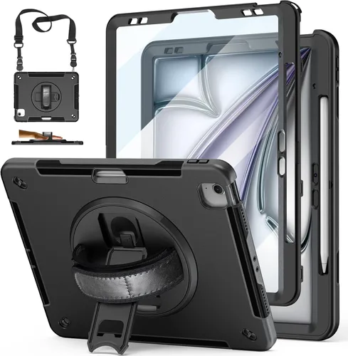 Vista 19 de Funda para iPad Pro de 12.9 2022/2021/2020/2018: Funda para iPad Pro 12.9 6ª/5ª/4ª/3ª generación con protector de pantalla, soporte para lápices