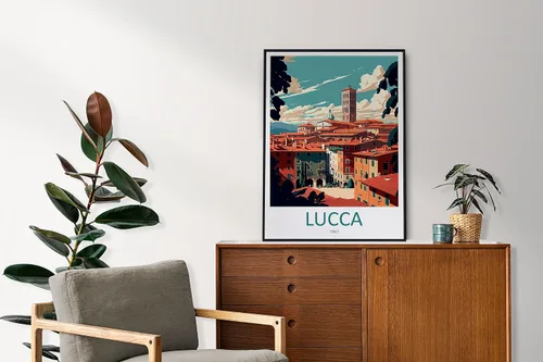 Vista 3 de Lucca - Póster de viaje para colgar en la pared, decoración del hogar, póster de Lucca para amantes del arte, Italia, póster para amantes del arte