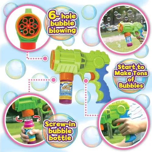 Vista 4 de Bubble Blaster (pistola de burbujas automática con 1 solución de burbujas en caja de regalo), Party Hurray