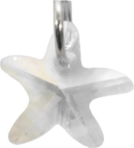 Vista 2 de Handcrafted Navel Ring Curved Barbell With Crystal Clear Rhinestone Inserts And A Clear Crystal Style Star Charm Dangle Belly Button Ring Body