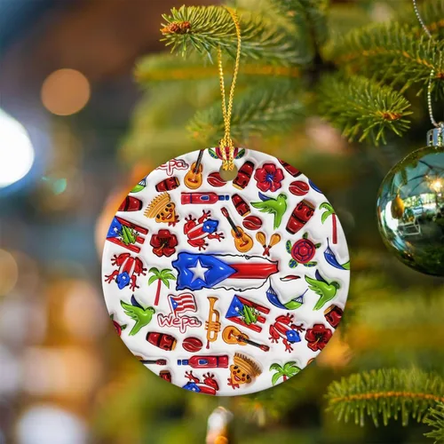 Vista 24 de Lotacy Bandera argentina argentina de Navidad de cerámica 2D impresa adorno con símbolos, decoración del hogar argentina regalos para hombres
