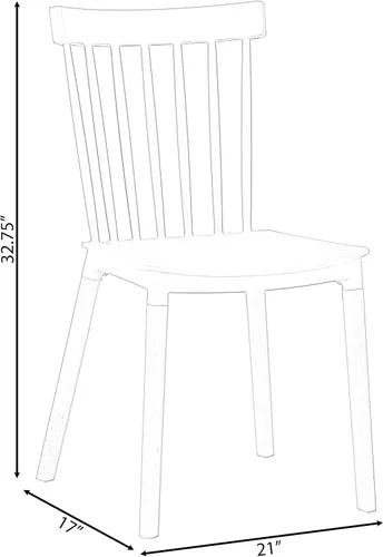 Vista 3 de Fabulaxe Silla de comedor de plástico moderna diseño Windsor con patas de madera de haya, color blanco juego de 2