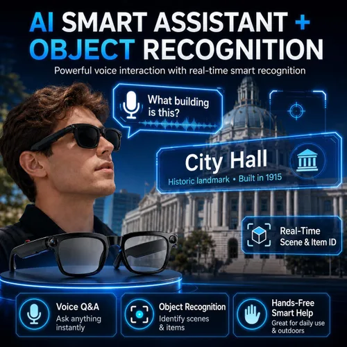 Vista 7 de Gafas inteligentes Ai con cámara y audio Bluetooth, grabación