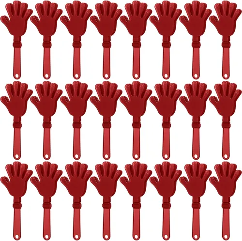 Vista 13 de 24 pinzas de mano amarillas Sunburst de 7.5 pulgadas que hacen ruido, regalos de fiesta, aplausos de plástico, eventos deportivos, felicitaciones