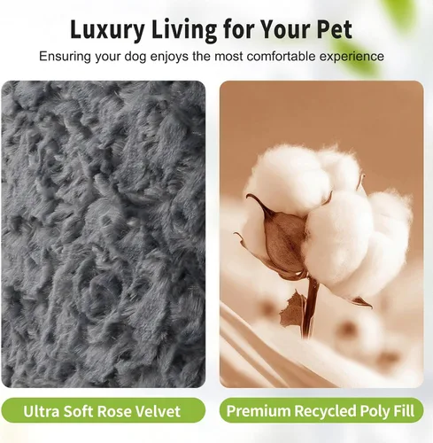 Vista 4 de Paquete de 2 camas para perros grandes, medianos y pequeños, cama rectangular reversible para perros, sofá cama ortopédica lavable y duradera