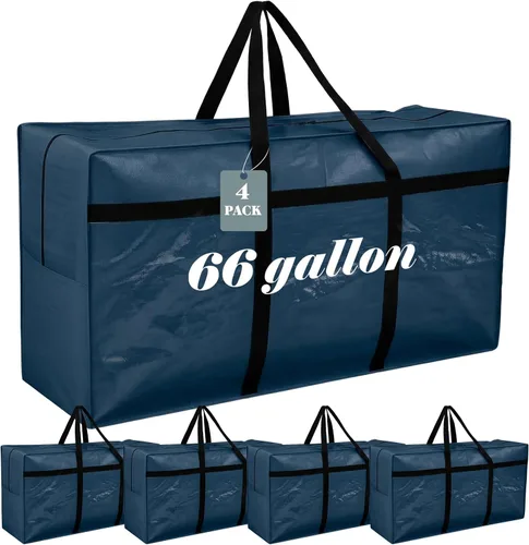 Vista 39 de 4 Piezas Bolsas de Mudanza Grandes con Cremallera y Asas Bolsas de Lona Tipo Duffle Plegables de Almacenamiento Extra Resistentes Extra Grandes