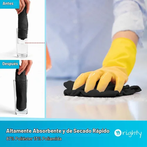 Vista 3 de Orighty Paño de Limpieza de Microfibra Negro, Paquete de 150 Unidades de Suministros de Limpieza Altamente Absorbentes, Trapos de Limpieza de Cocina
